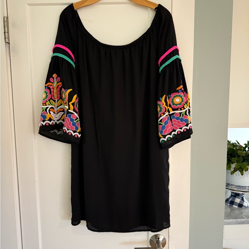 Black Boho Dress VaVa by Joy Hon Medium (8-10)